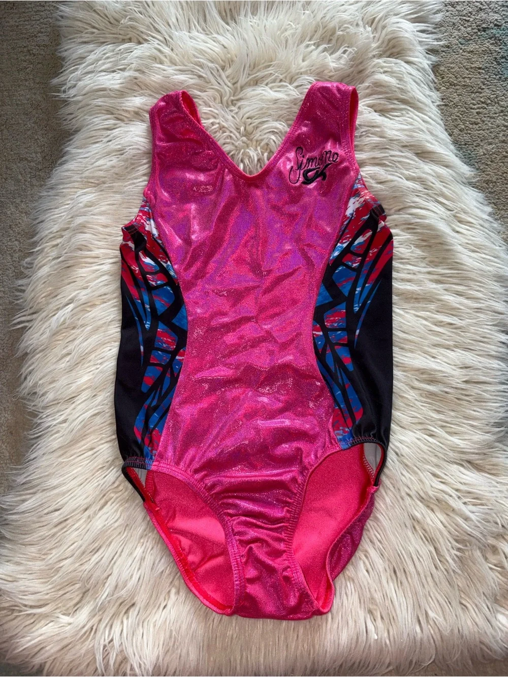 GK Elite Simone Biles Pink Leotard and Scrunchie Set Gymnastics Dance Child L CL